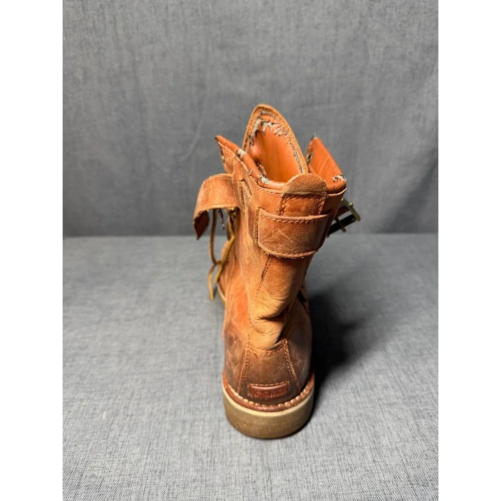 Polo Ralph Lauren Maurice Leather Buckle Boots Mens 8.5D Brown Combat Distressed - Picture 4 of 16
